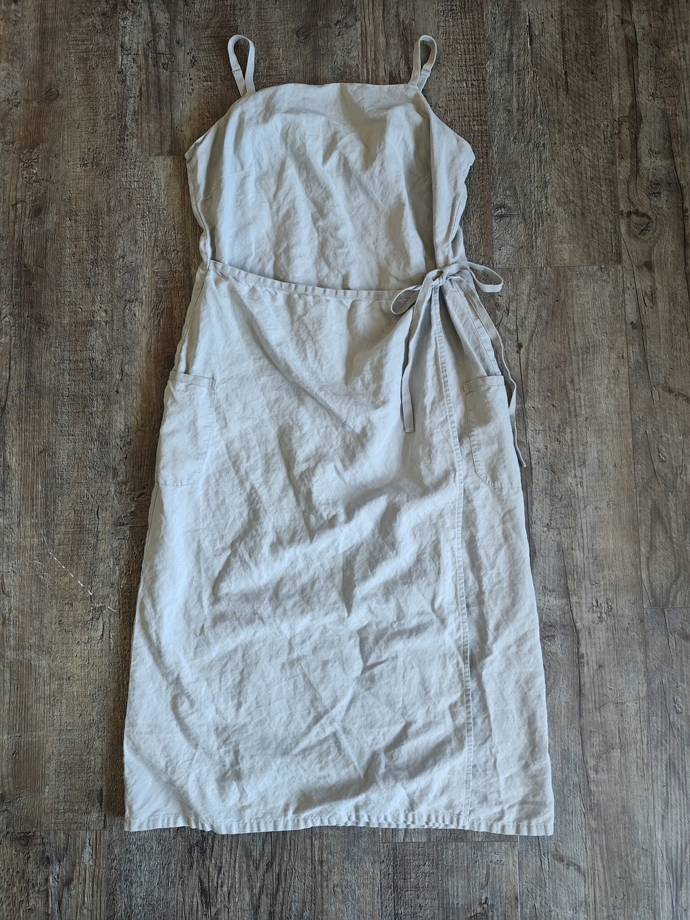 The Limited Grey Tie-Waist Linen Midi Dress